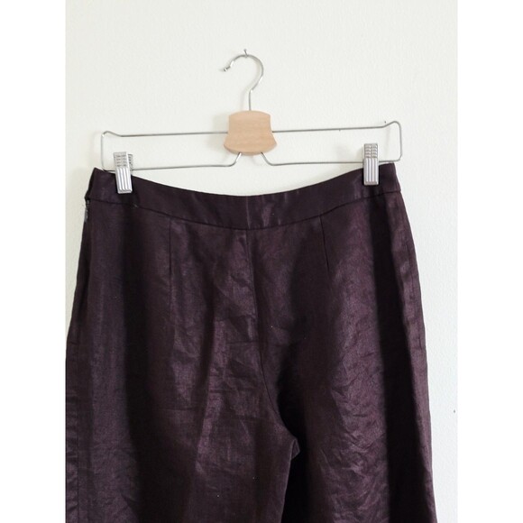 Brown Linen Wide Leg Pants High Mid Waist Summer Casual Natural S - Picture 6 of 7